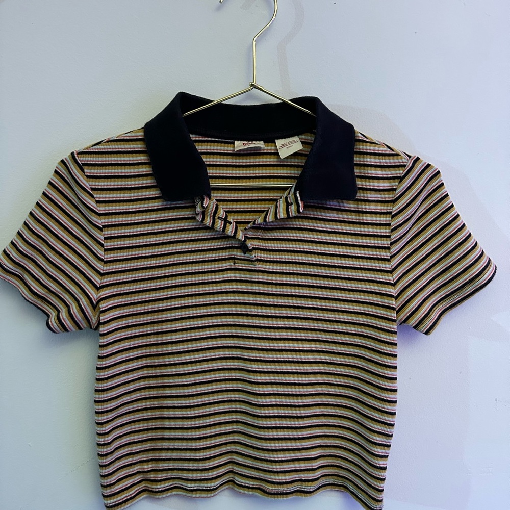 Levi's Women's Striped Polo - Black, White, Tan